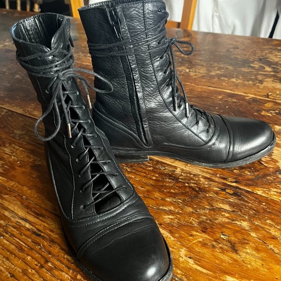 Calleen Cordero -Black Leather Boots Back Chrome stud detail boots - Picture 1 of 7